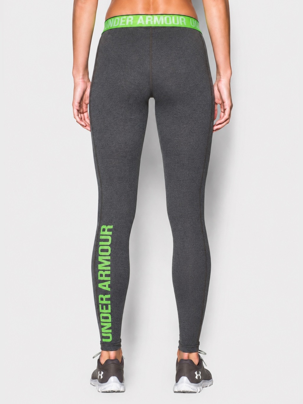 UNDER ARMOUR Gray Leggings Yoga Pants Fold Over Logo Waist Womens Size Small